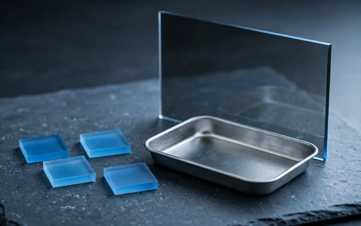 Conceptual metal and glass composition for information you choose to provide