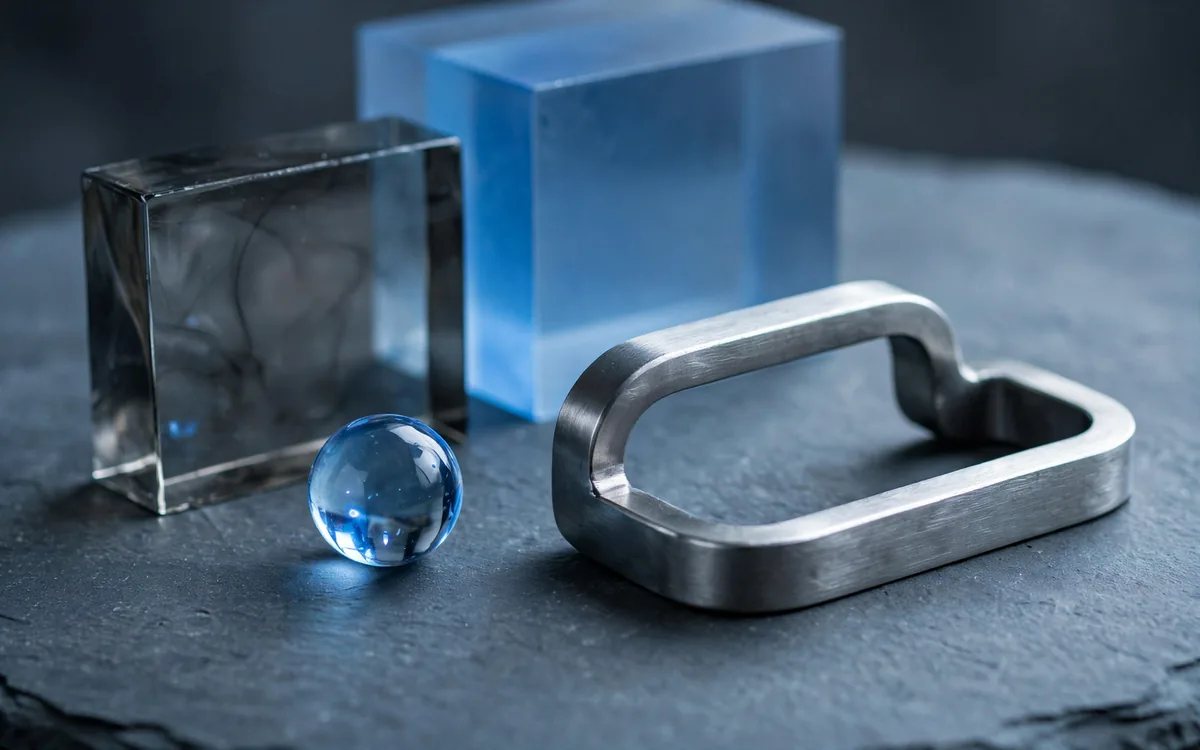 Conceptual metal and glass composition for privacy questions and requests